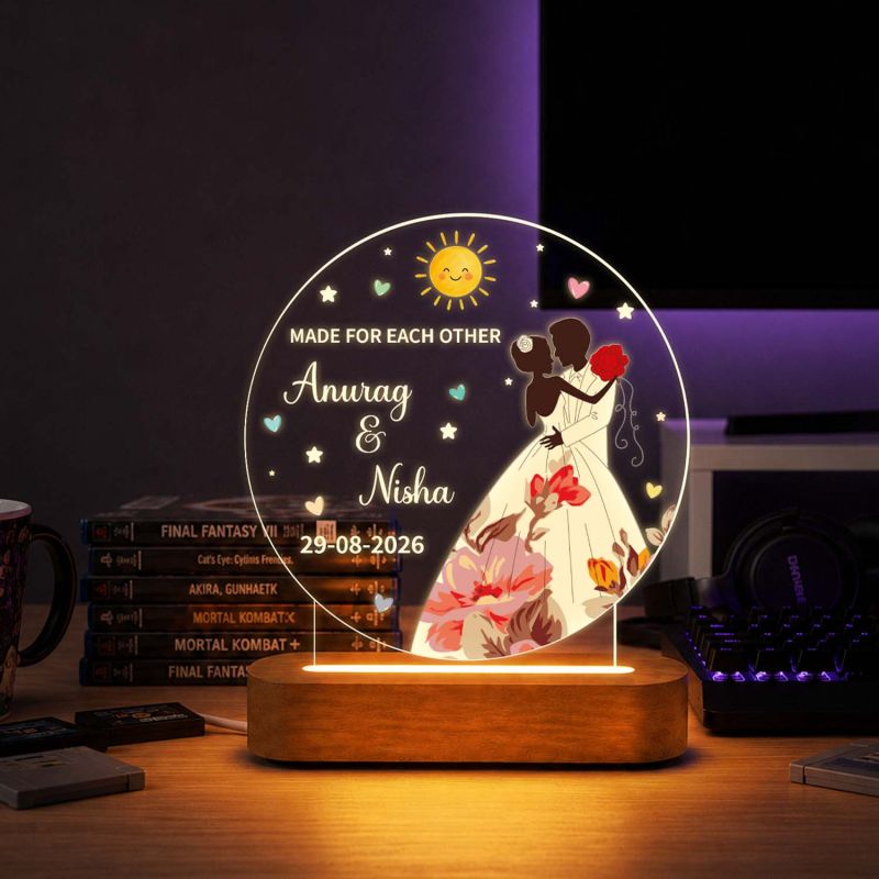 Personalized Couple LED Photo Lamp, Custom Name & Date Acrylic Night Light, Romantic Anniversary & Birthday Gift for Husband Wife, Boyfriend Girlfriend, Couple Bedroom Decor
